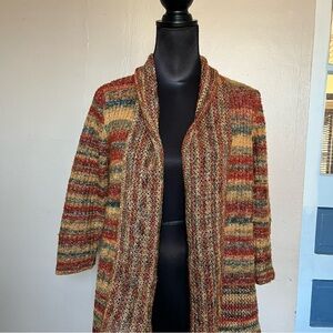 Granola earthy boho patterned knit cardigan sweater